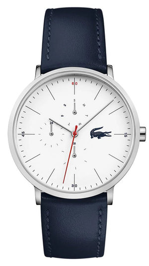 Lacoste Moon White Dial Blue Leather Strap Watch for Men - 2010975