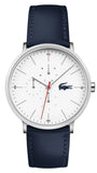 Lacoste Moon White Dial Blue Leather Strap Watch for Men - 2010975