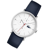Lacoste Moon White Dial Blue Leather Strap Watch for Men - 2010975