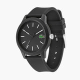 Lacoste 12.12 Black Dial Black Silicon Strap Watch for Men - 2010986