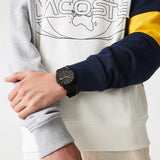 Lacoste 12.12 Black Dial Black Silicon Strap Watch for Men - 2011012