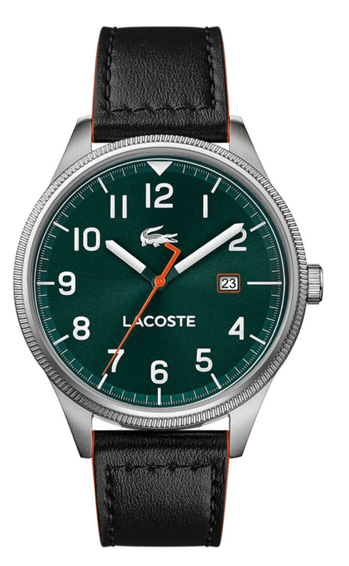 Lacoste Continental Green Dial 2 Tone Leather Strap Watch for Men - 2011019
