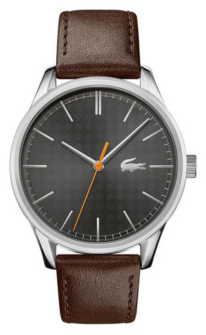 Lacoste Vienna Black Dial Brown Leather Strap Watch for Men - 2011045
