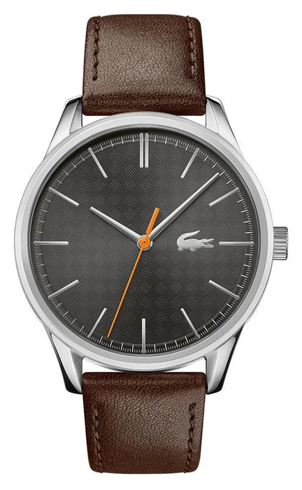 Lacoste Vienna Black Dial Brown Leather Strap Watch for Men - 2011045