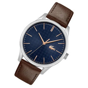Lacoste Vienna Blue Dial Brown Leather Strap Watch for Men - 2011046