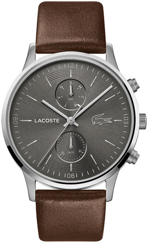 Lacoste Madrid Gray Dial Brown Leather Strap Watch for Men - 2011066