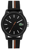 Lacoste 12.12 Black Dial Black Silicon Strap Watch for Men - 2011071