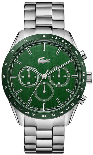Lacoste Boston Green Dial Silver Steel Strap Watch for Men - 2011080