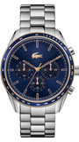 Lacoste Boston Blue Dial Silver Steel Strap Watch for Men - 2011081