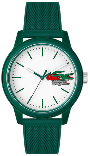 Lacoste 12.12 White Dial Green Silicon Strap Watch for Men  - 2011135