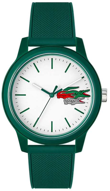 Lacoste 12.12 White Dial Green Silicon Strap Watch for Men  - 2011135