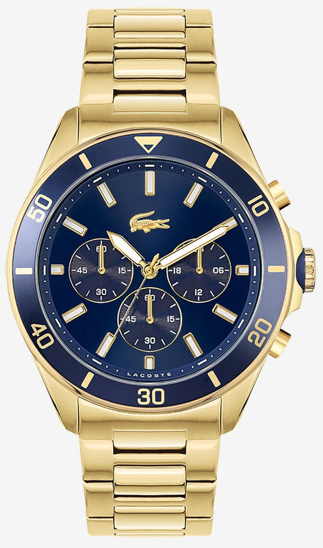 Lacoste Tiebreaker Blue Dial Gold Steel Strap Watch for Men - 2011151