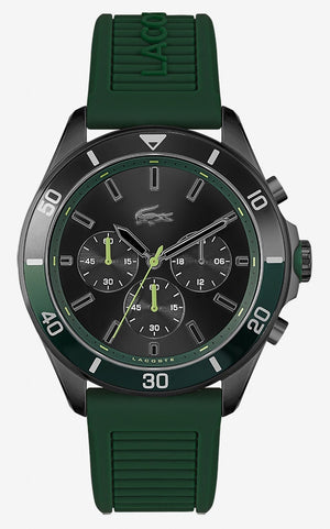 Lacoste Tiebreaker Black Dial Green Silicon Strap Watch for Men - 2011153
