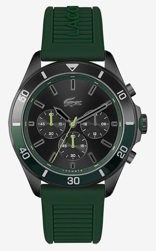 Lacoste Tiebreaker Black Dial Green Silicon Strap Watch for Men - 2011153