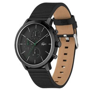 Lacoste Replay Black Dial Black Leather Strap Watch for Men - 2011177
