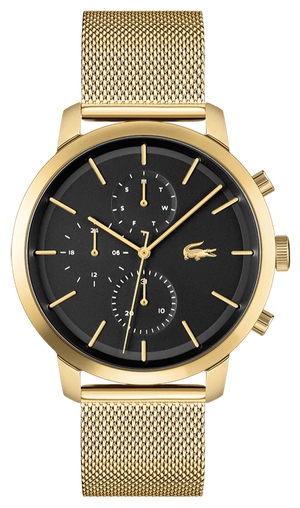 Lacoste Replay Black Dial Gold Steel Strap Watch for Men - 2011195