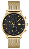 Lacoste Replay Black Dial Gold Steel Strap Watch for Men - 2011195