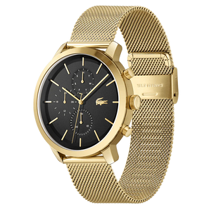 Lacoste Replay Black Dial Gold Steel Strap Watch for Men - 2011195