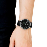 Lacoste Club Black Dial Black Leather Strap Watch for Men - 2011226