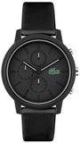 Lacoste 12.12 Black Dial Black Silicon Strap Watch for Men - 2011243