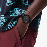 Lacoste 12.12 Black Dial Black Silicon Strap Watch for Men - 2011247
