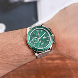Lacoste Neoheritage Green Dial Silver Steel Strap Watch for Men - 2011255