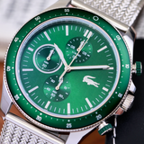 Lacoste Neoheritage Green Dial Silver Steel Strap Watch for Men - 2011255