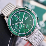 Lacoste Neoheritage Green Dial Silver Steel Strap Watch for Men - 2011255