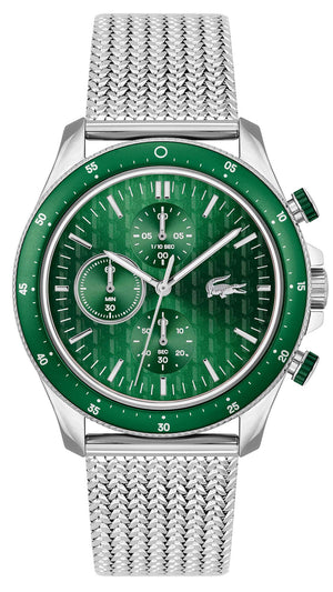 Lacoste Neoheritage Green Dial Silver Steel Strap Watch for Men - 2011255