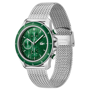 Lacoste Neoheritage Green Dial Silver Steel Strap Watch for Men - 2011255