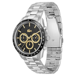 Lacoste Boston Black Dial Silver Steel Strap Watch for Men - 2011272