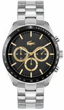 Lacoste Boston Black Dial Silver Steel Strap Watch for Men - 2011272