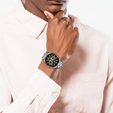 Lacoste Boston Black Dial Silver Steel Strap Watch for Men - 2011272