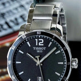 Tissot T-Sport Quickster Black Dial Silver Steel Strap Watch for Men - T095.410.11.057.00