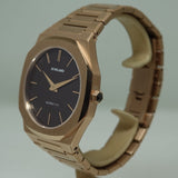 D1 Milano Ultra Thin Brown Dial Gold Steel Strap Watch for Men - D1-UTBJ13