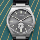 Citizen Tsuyosa Automatic Grey Dial Black Leather Strap Watch for Men - NK5010-01H
