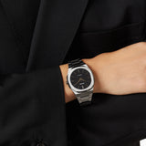 D1 Milano Ultra Thin Aventurine Black Dial Silver Steel Strap Watch for Men - D1-UTBJ29