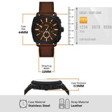 Fossil Machine Brown Dial Brown Leather Strap Watch for Men - FS6101