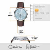 Fossil Neutra Sky Blue Dial Brown Leather Strap Watch for Men - FS6109
