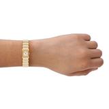 Michael Kors Darrington Silver Dial Two Tone Leather Strap Watch for Women - MK4899