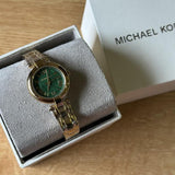 Michael Kors Laney Green Dial Gold Steel Strap Watch for Women - MK4892