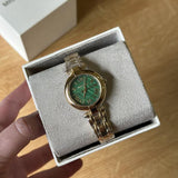 Michael Kors Laney Green Dial Gold Steel Strap Watch for Women - MK4892