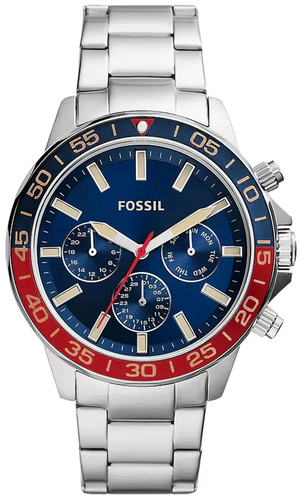 Fossil Bannon Blue Dial Silver Steel Strap Watch for Men - BQ2771