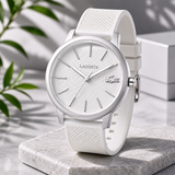 Lacoste 12.12 Silver Dial White Silicone Strap Watch for Men - 2011240
