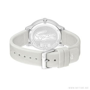 Lacoste 12.12 Silver Dial White Silicone Strap Watch for Men - 2011240