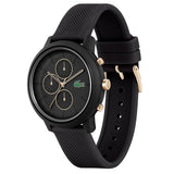 Lacoste 12.12 Black Dial Black Silicon Strap Watch for Men - 2011247