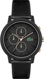 Lacoste 12.12 Black Dial Black Silicon Strap Watch for Men - 2011247