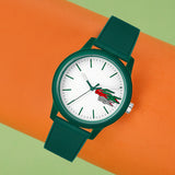 Lacoste 12.12 White Dial Green Silicon Strap Watch for Men  - 2011135