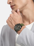 Michael Kors Panorama Green Dial Green Leather Strap Watch for Men - MK9199