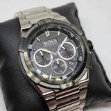 Hugo Boss Supernova Chronograph Black Dial Silver Steel Strap Watch for Men - 1513359